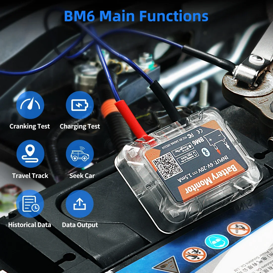 2025 BM6 12V Wireless Bluetooth Car Battery Monitor - iOS & Android APP-Enabled Health Check Tester for Automotive Professionals & Car Owners
