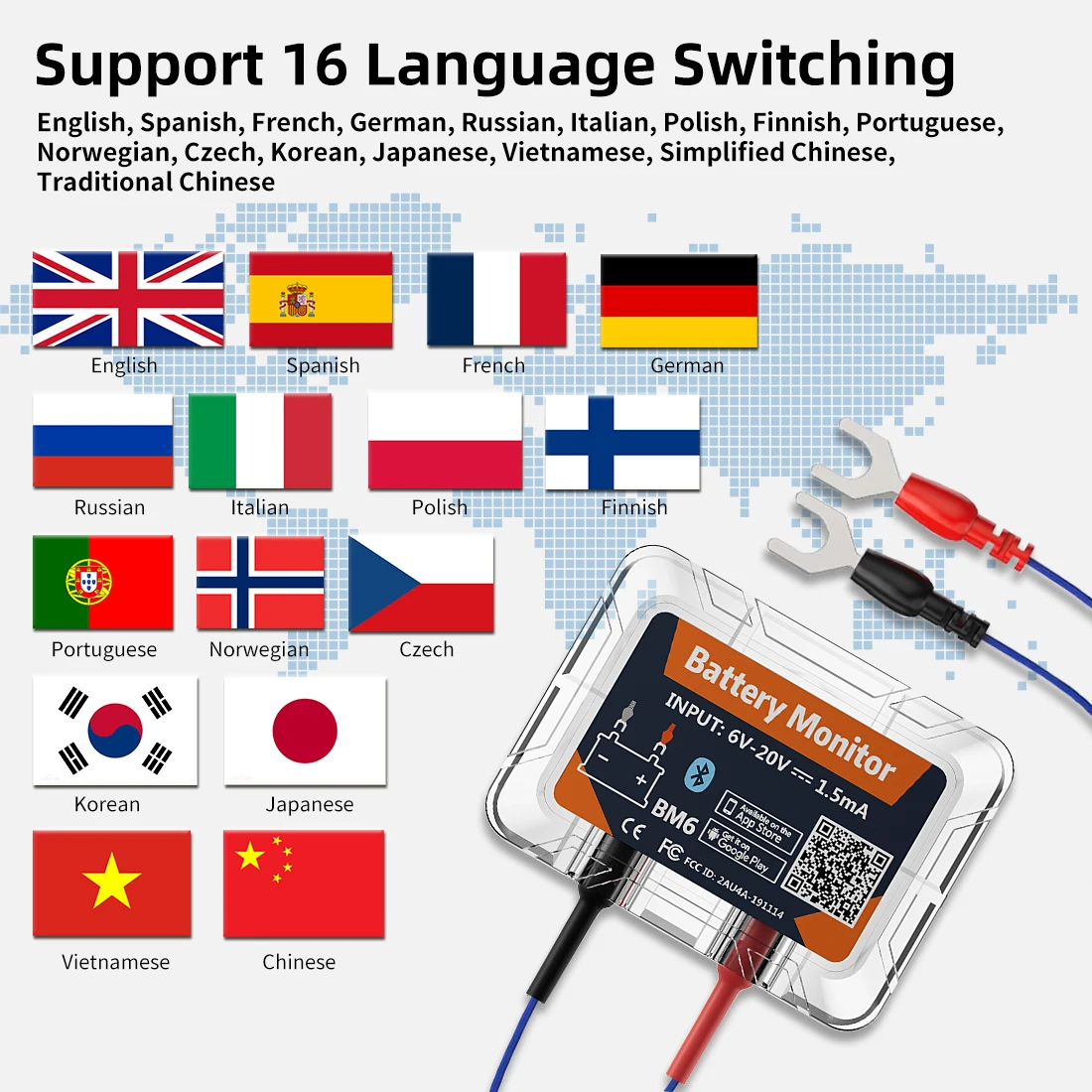 2025 BM6 12V Wireless Bluetooth Car Battery Monitor - iOS & Android APP-Enabled Health Check Tester for Automotive Professionals & Car Owners