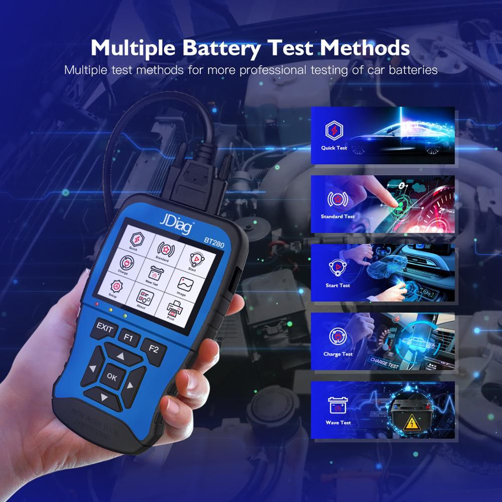 JDiag BT280  Universal Battery tester  for cars  trucks boats  motorcycle  etc professional battery analyzer