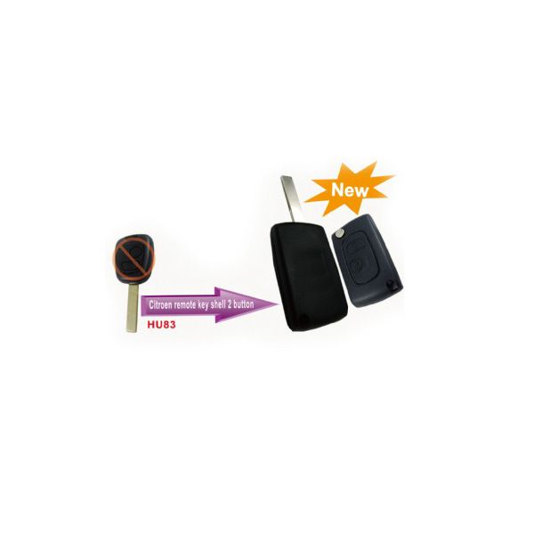Buy Modified Flip Remote Key Shell 2 Button HU83 for Citroen 5pcs/lot