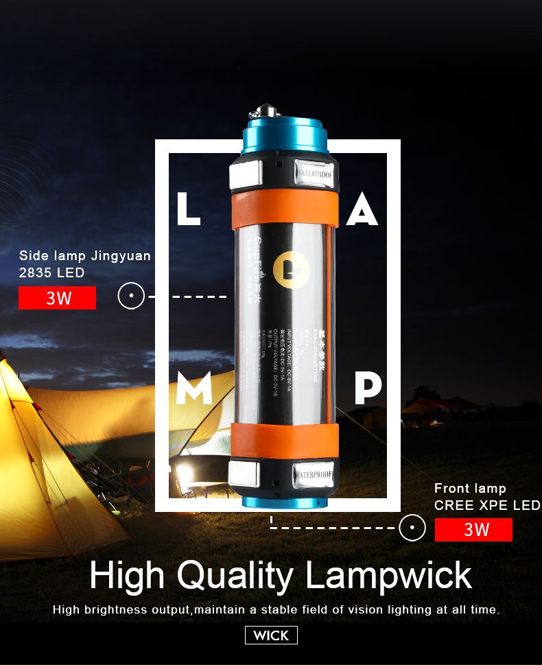 Camping LED Light T2 Flashlight Hand Lamp Torch Tent Light Work Lamp