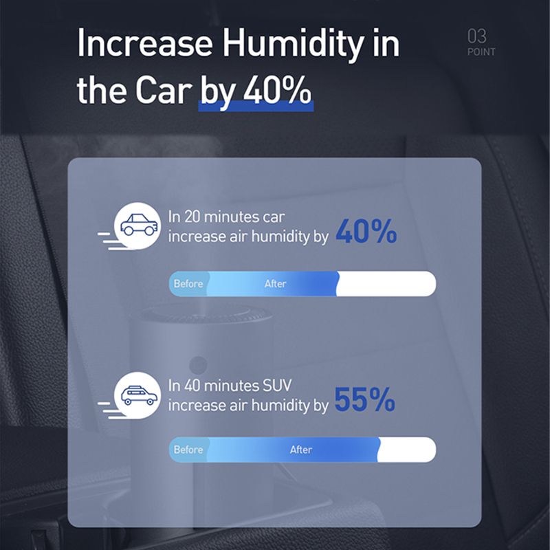 Car Air Humidifier Aluminium Alloy 300mL With LED Light For Auto Armo Home Office Accessories Car Air Humidifier