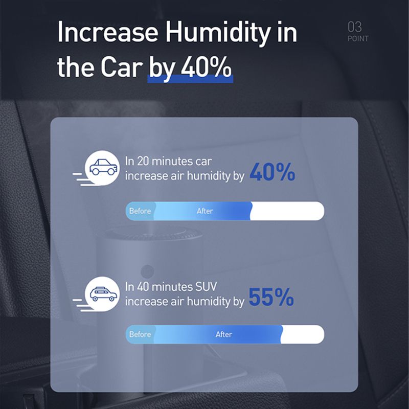 Humidificador de aire automotriz 300ml de aleación de aluminio, con lámparas led, para accesorios de oficina familiar blindados automotrices Humidificador de aire automotriz