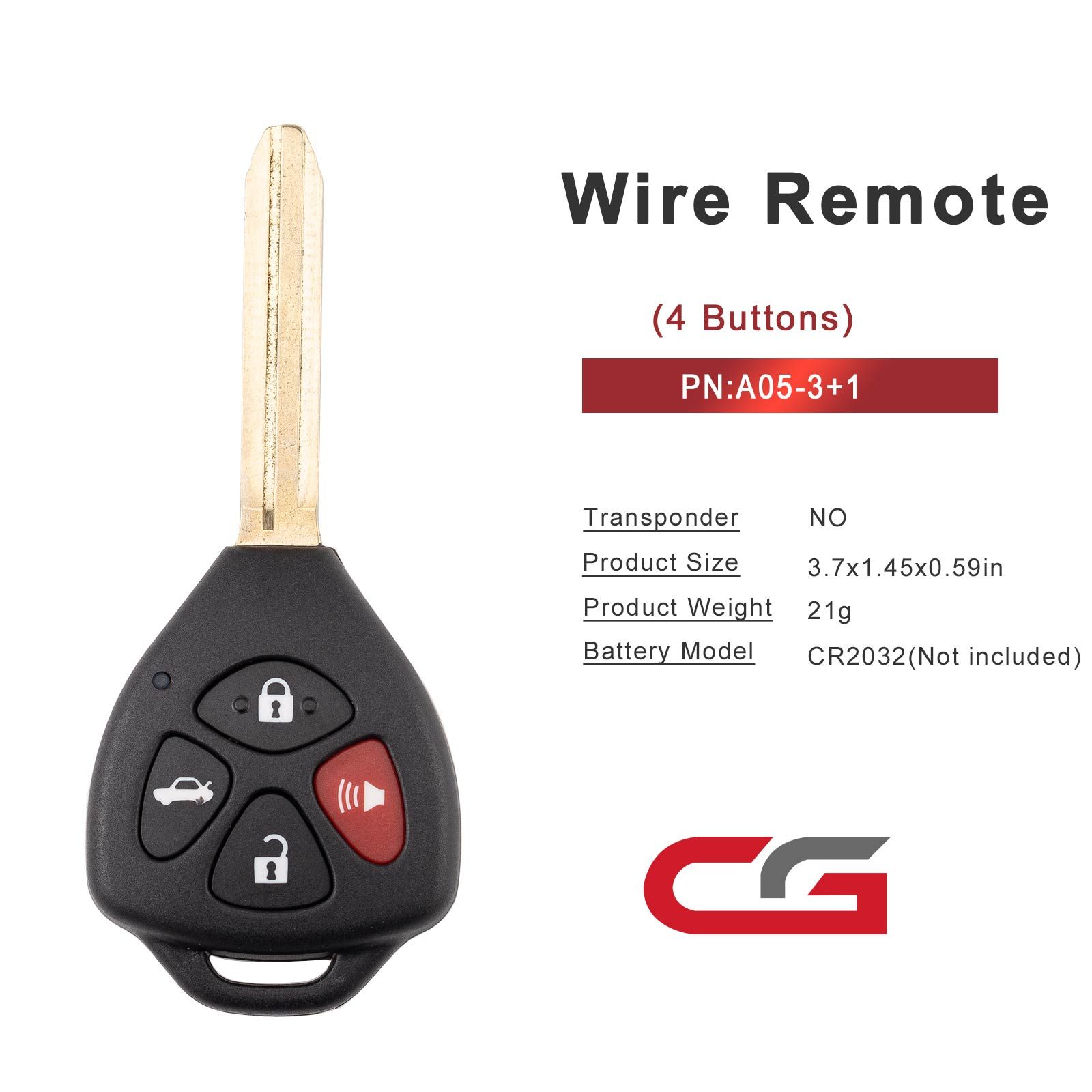 CG A05-3+1 TOYO.TA(3+1) 4 Buttons Wire Remote Used with CGDI K2 Remote Key Programmer 5pcs/lot