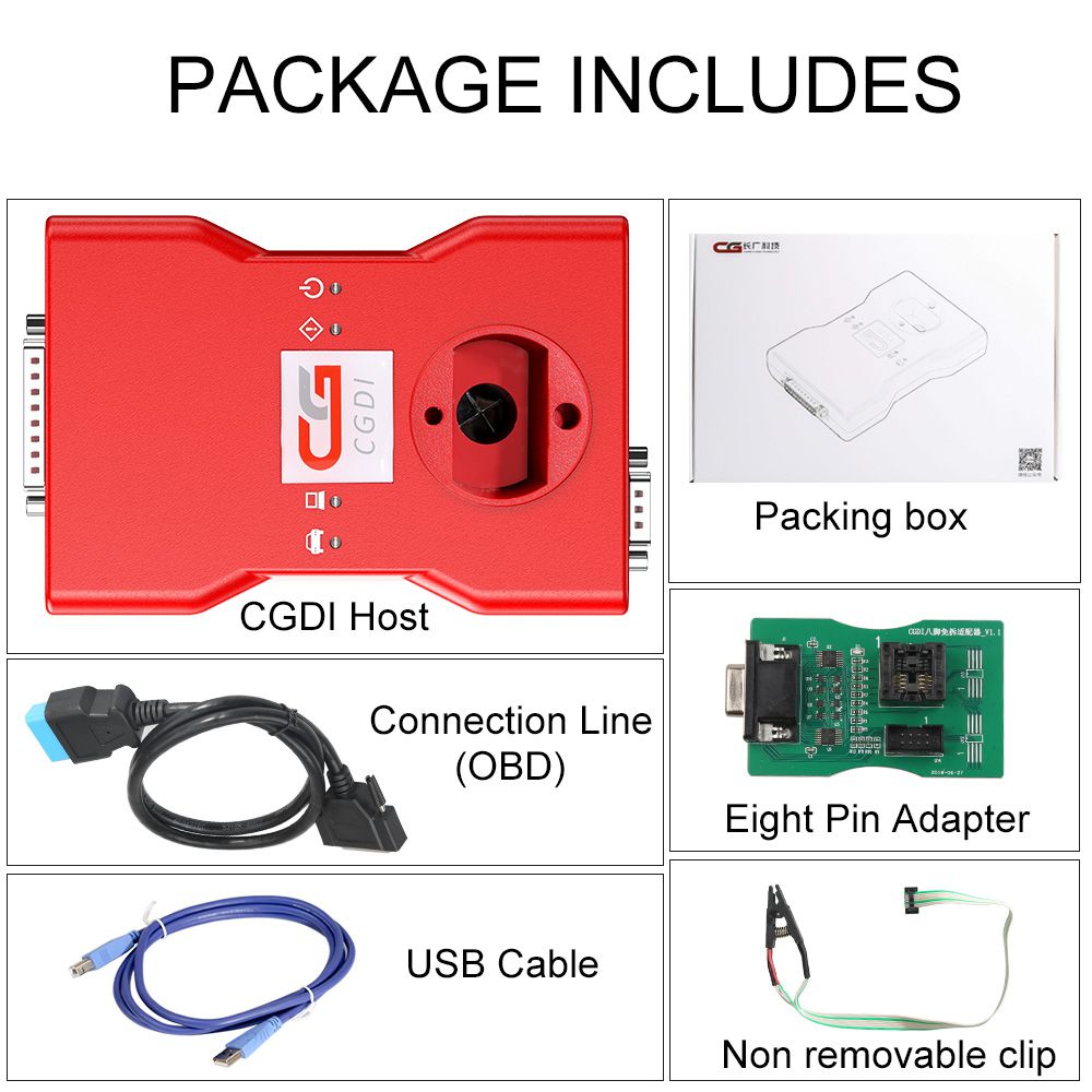 CGDI BMW Key Programmer 전체 에디션 24개 라이센스 무료 읽기 8피트 어댑터 및 BMW OBD 케이블