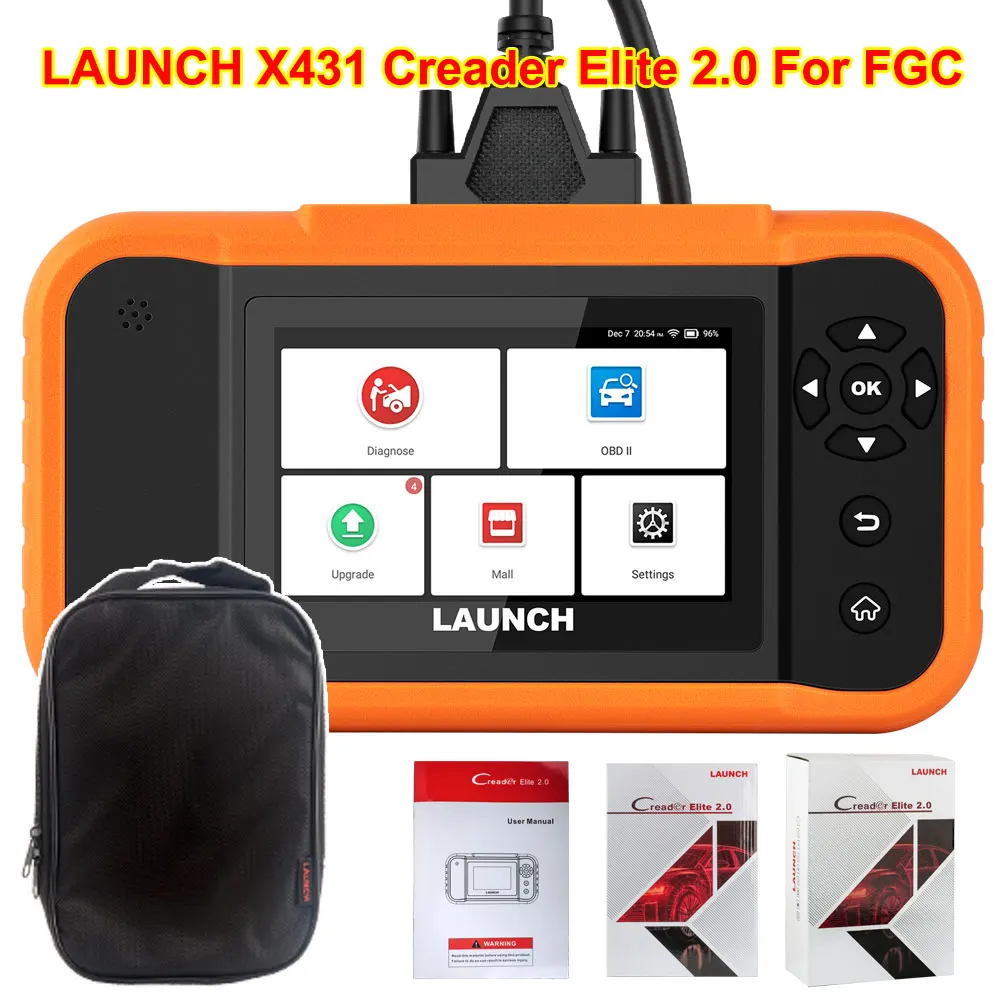 LAUNCH X431 Creader Elite 2.0 For FGC Car Diagnostic Tool Full Systems ECU Coding Bi-directional Control 31+ Service OBD2 Scan