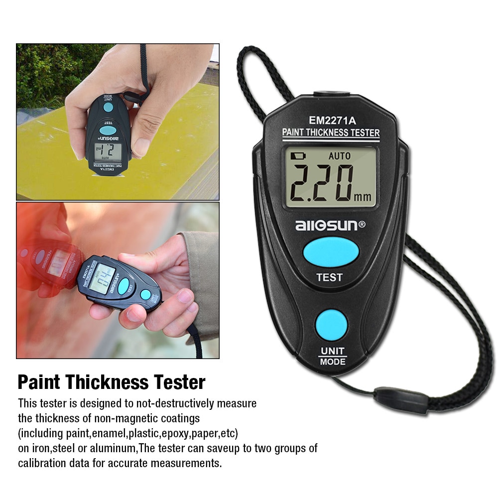 EM2271A Digital Thickness Gauge Coating Meter  Fe/NFe 0.00-2.20mm for Car Thickness Meter  Russian Manual