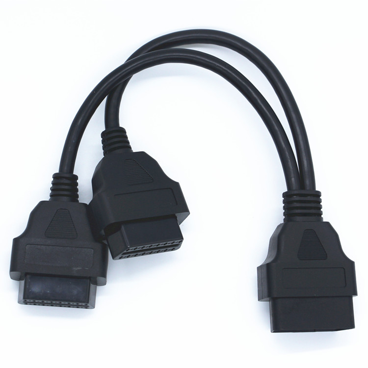 ELM327 OBD2 Extension Cable 1 Male to 2 Dual Female Converted Cable