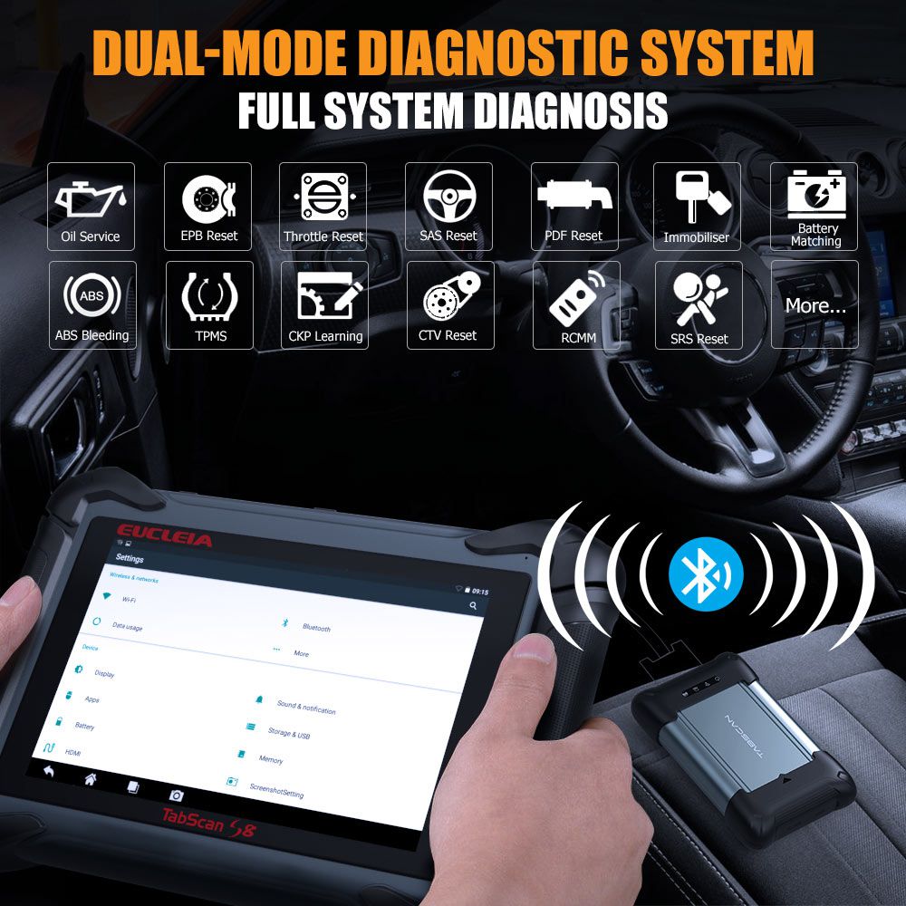 EUCLEIA TabScan S8 Pro 자동차 스마트 듀얼 모드 진단 시스템 무료 온라인 업데이트