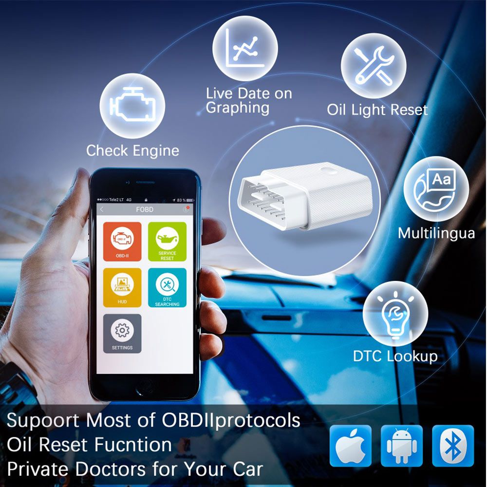 FCAR FVAG Scan Tool Full-system Diagnosis Tool Full Function OBDII Scanner for Android & IOS Phone
