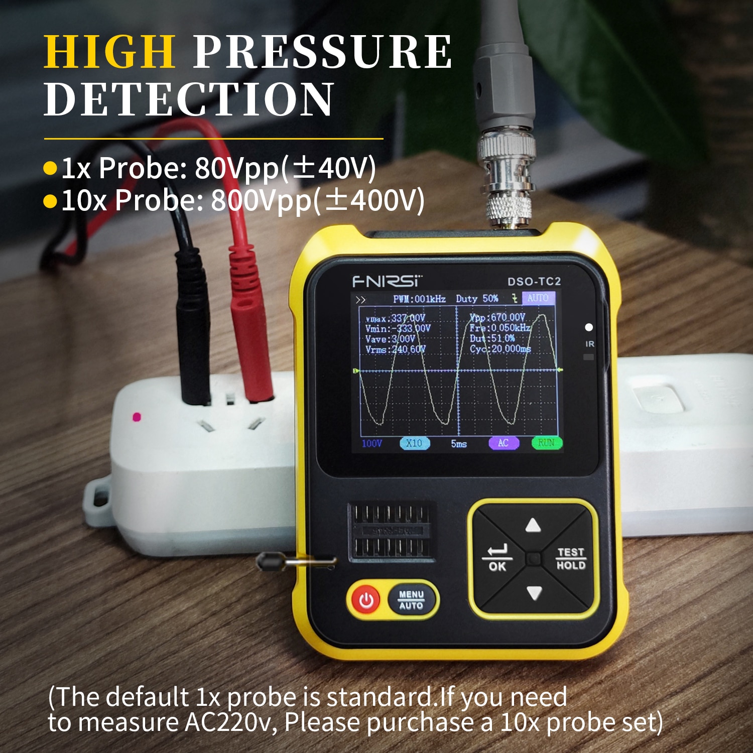 FNIRSI DSO-TC2 Portable Digital Oscilloscope Transistor Tester 2-in-1 Multi-function Multimeter Diode Voltage LCR Detect PWM Out