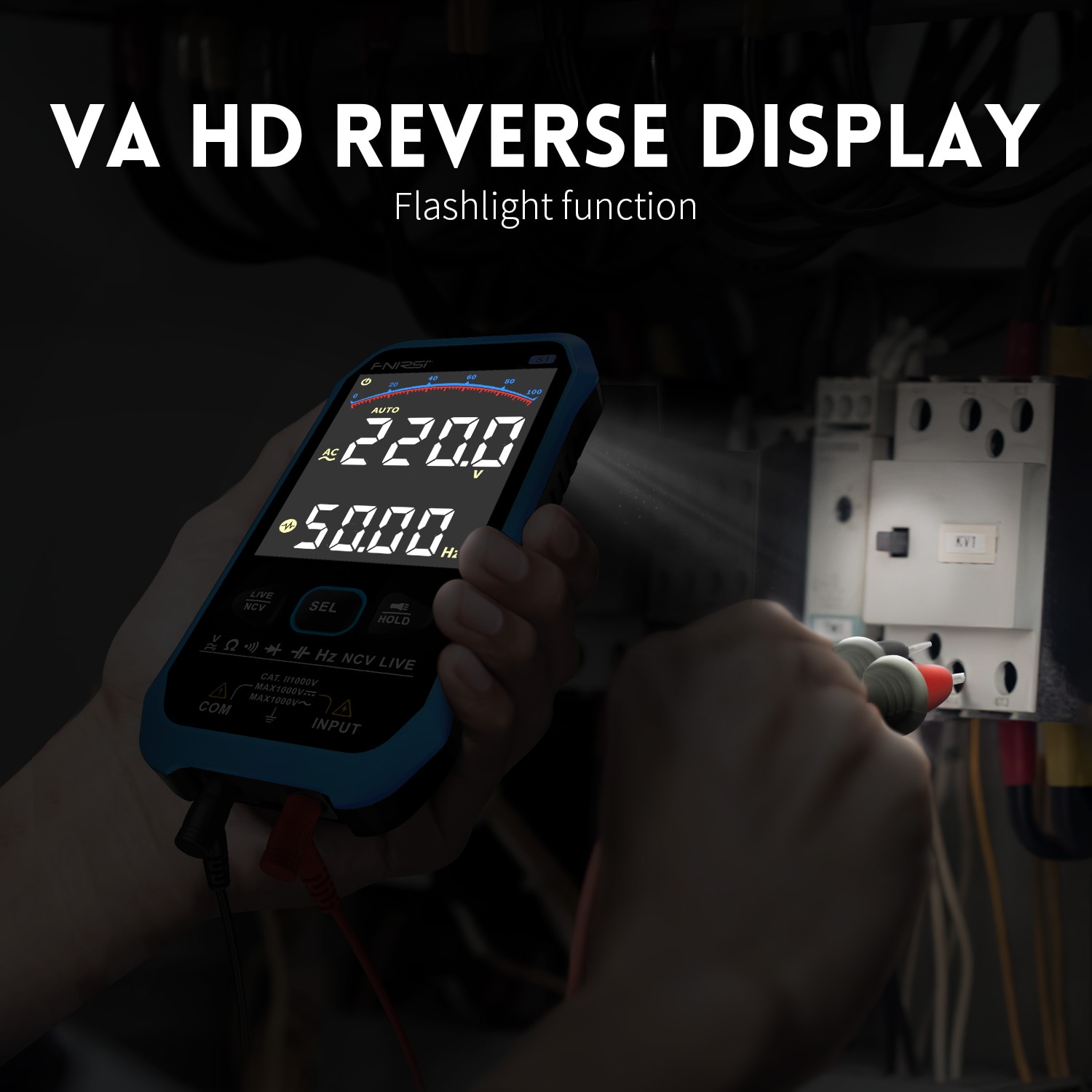 Fnirsi S1 multímetro digital inteligente 9999unts diodos de condensadores de resistencia a la presión AC - DC ncv Hz detector de pantalla de color cargado