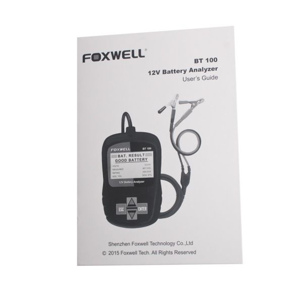 FOXWELL BT100 12V Car Battery Tester for Flooded, AGM, GEL