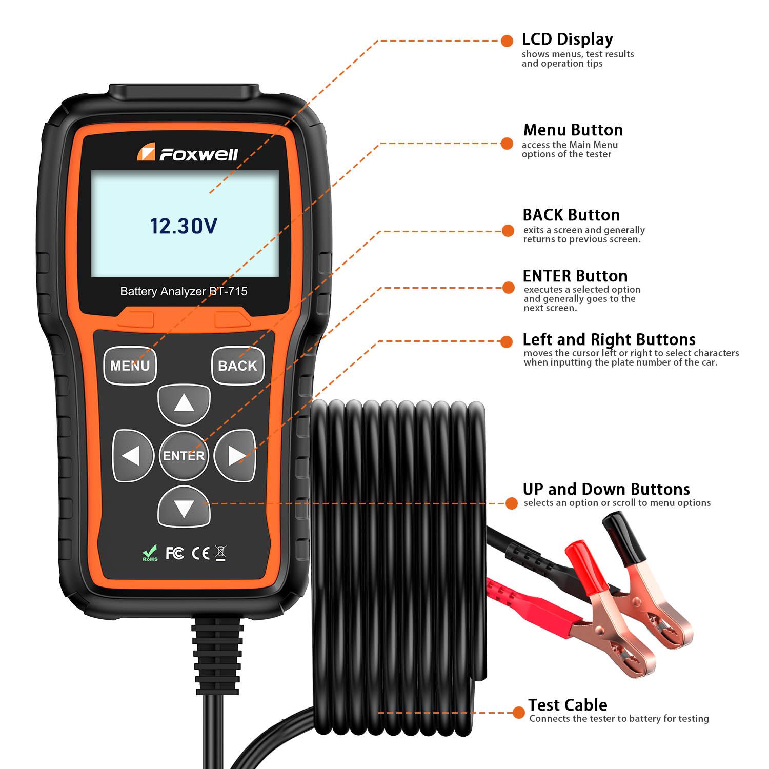 Foxwell BT-715 Battery Analyzer Support Multi-Language Replaced Foxwell BT-705