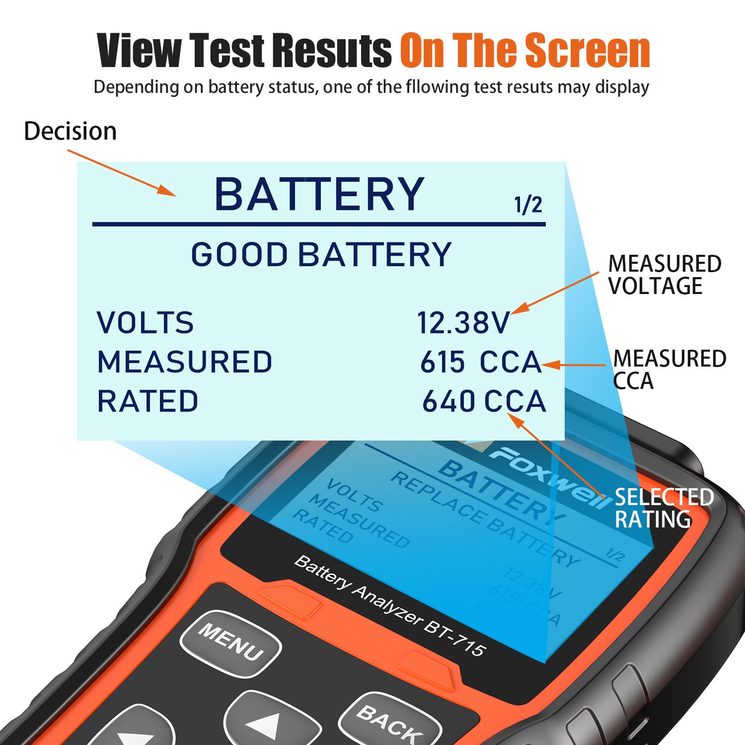 Foxwell BT-715 Battery Analyzer Support Multi-Language Replaced Foxwell BT-705