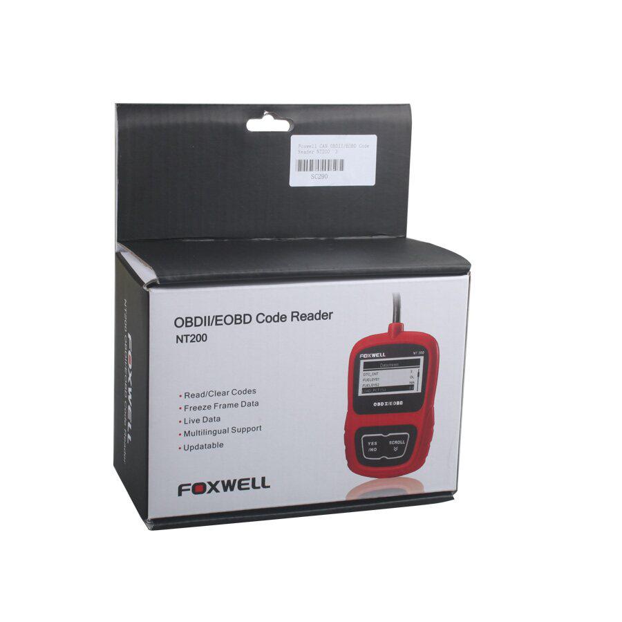 Foxwell CAN OBDII/EOBD 코드 리더기 NT200 다국어 및 업데이트 무료 수명