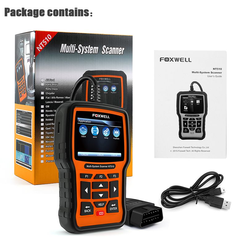 FOXWELL NT510 Elite Full Systems OBD2 Car Scanner SAS DPF BRT 30+ Reset Bi-Directional Active Test Auto Car Diagnostic Tools