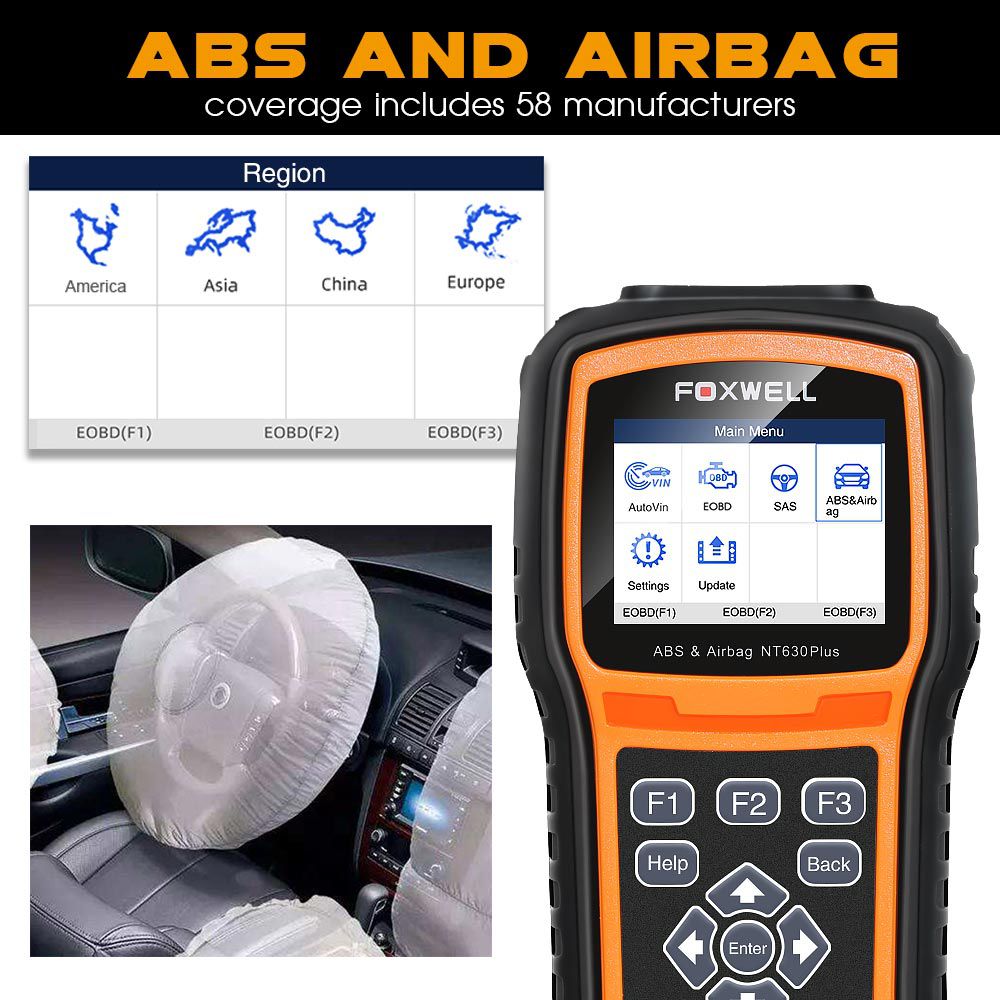 Foxwell nt630 plus ABS y herramienta de reinicio de airbag con calibración SAS