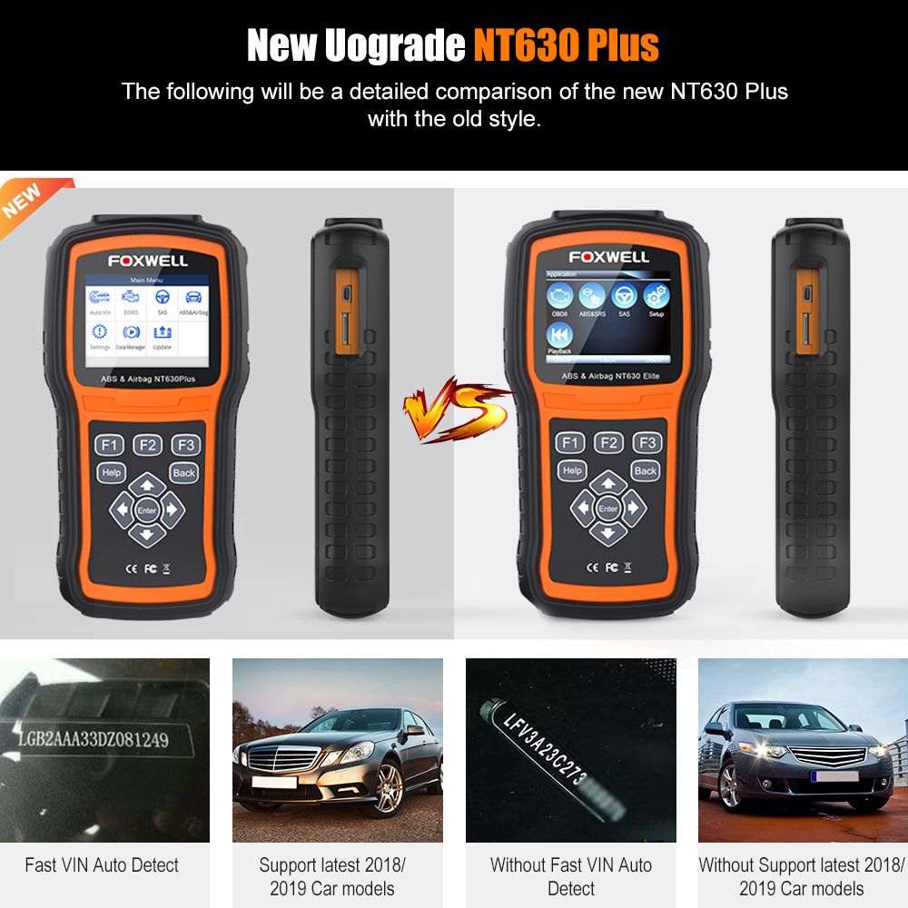 Foxwell NT630 Plus OBD2 Car Diagnostic Tool ABS Bleeding Airbag Reset SAS Calibration Code Reader ODB2 OBD2 Automotive Scanner