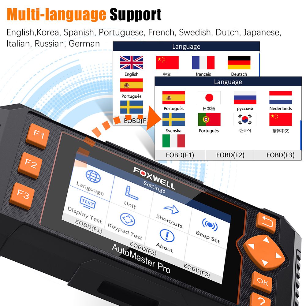 Foxwell NT634 OBD OBD2 스캐너 엔진 ABS SRS 변속기 고장 진단기 11 재설정 기능 OBD 2 코드 리더기 차량 진단 도구