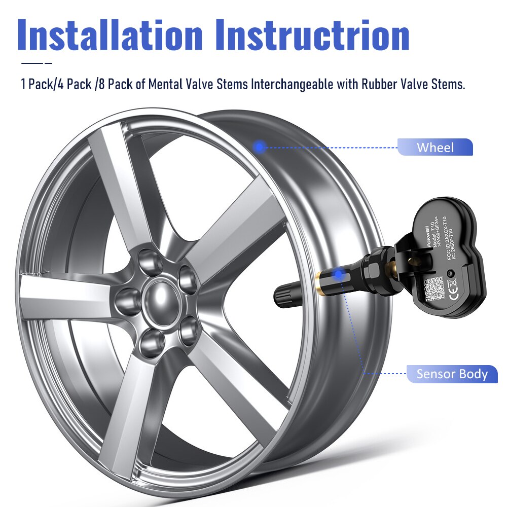 Foxwell T10 MX - sensor 315 MHz 433 MHz tpms sensor detector detector de presión de neumáticos detector clonable y programable activado sensor universal
