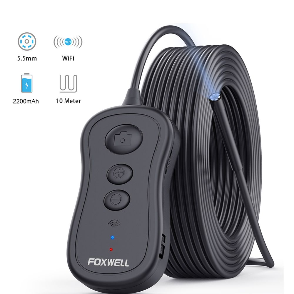 Foxwell Wireless Endoscope 5.5mm WiFi Borescope Inspection Camera 1080P HD 
