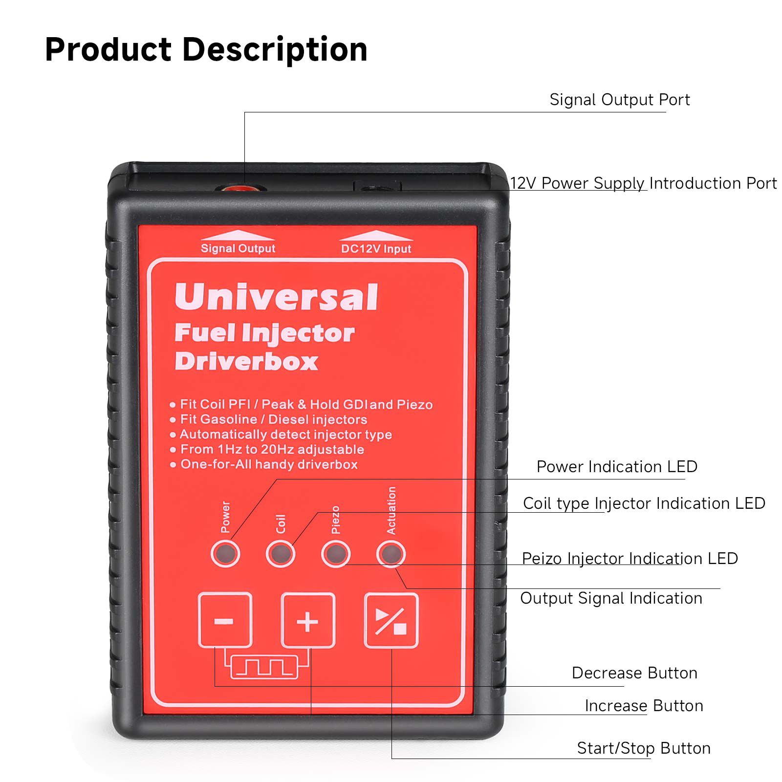 GD1 Universal Fuel Injector Drivebox Fit All Kinds of Injector Interface Automatically Detect Injector Type