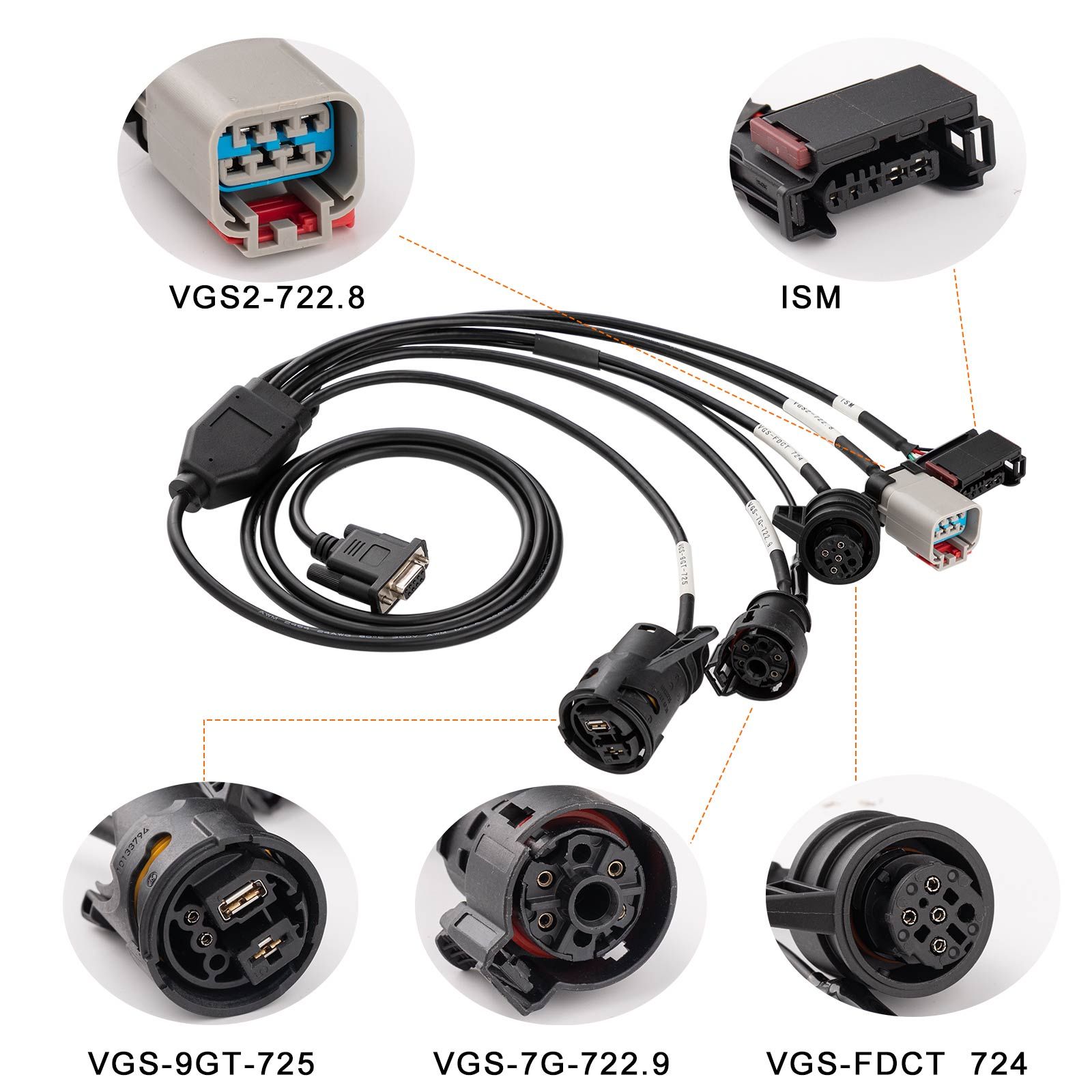 2025 GODIAG Gearbox ISM Cable 5-in-1 Set for Mercedes Benz VGS-FDCT 724/ VGS2-722.8/ VGS-7Gtronic-722.9/ VGS-9GT-725/ ISM