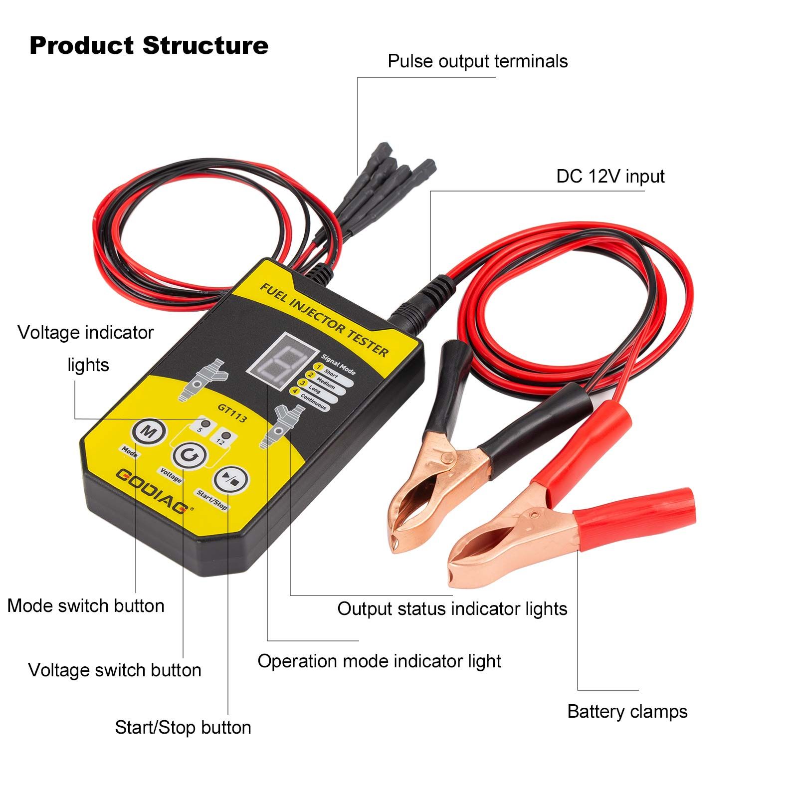 2025 GODIAG GT113 Universal Fuel Injector Tester & Cleaner Kit – 6 Adapter Sizes & 8 Pulse Modes for Cars, Motorcycles & Light-Duty Vehicles