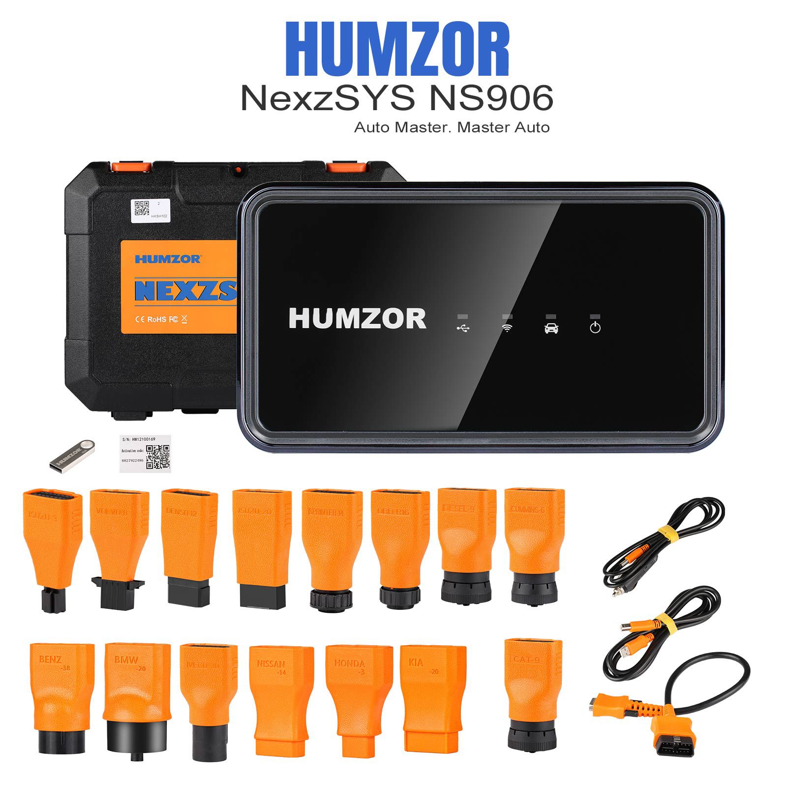 HUMZOR NexzSYS NS906 자동차 및 트럭 진단 도구는 Win7/8/10 시스템의 모든 시스템 진단을 지원합니다.
