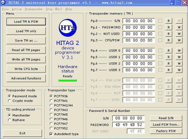 Hitag2 v3.1 software de programador 1