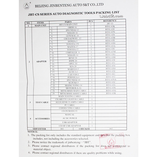 Lista de paquetes de escáneres jbt cs538d