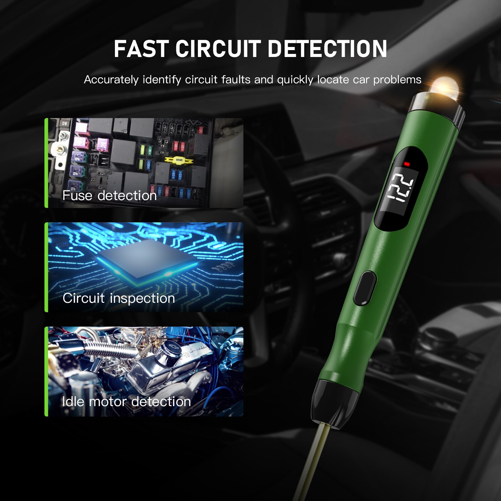 JDiag P50 Car Electrical Circuit Tester Probe 5V-30V Digital Display Circuit Test Pen Car Circuit Tester Lamp Voltage Test Pen