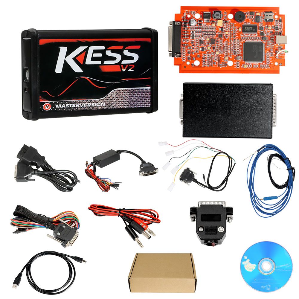 Kess V2 v5.017 versión en línea v2.80 para el Protocolo 140 v2.25 ktag 7.020 firmware red pcb, con caja de conexiones plus gt107 dsg Gear Box data Adapter