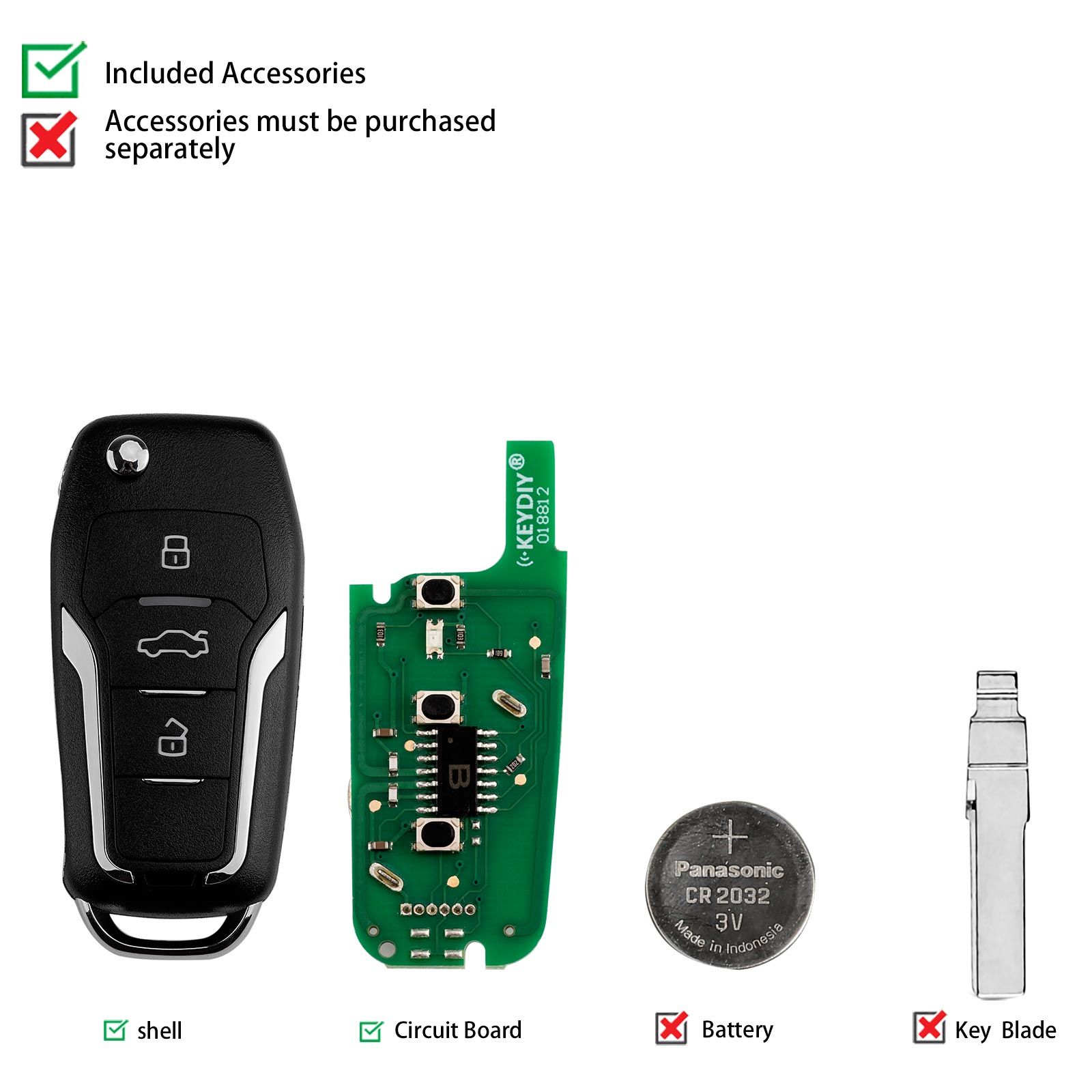 KEYDIY KD B12-3 KD Flip Key Remote 3 Buttons Ford Type 5pcs/lot
