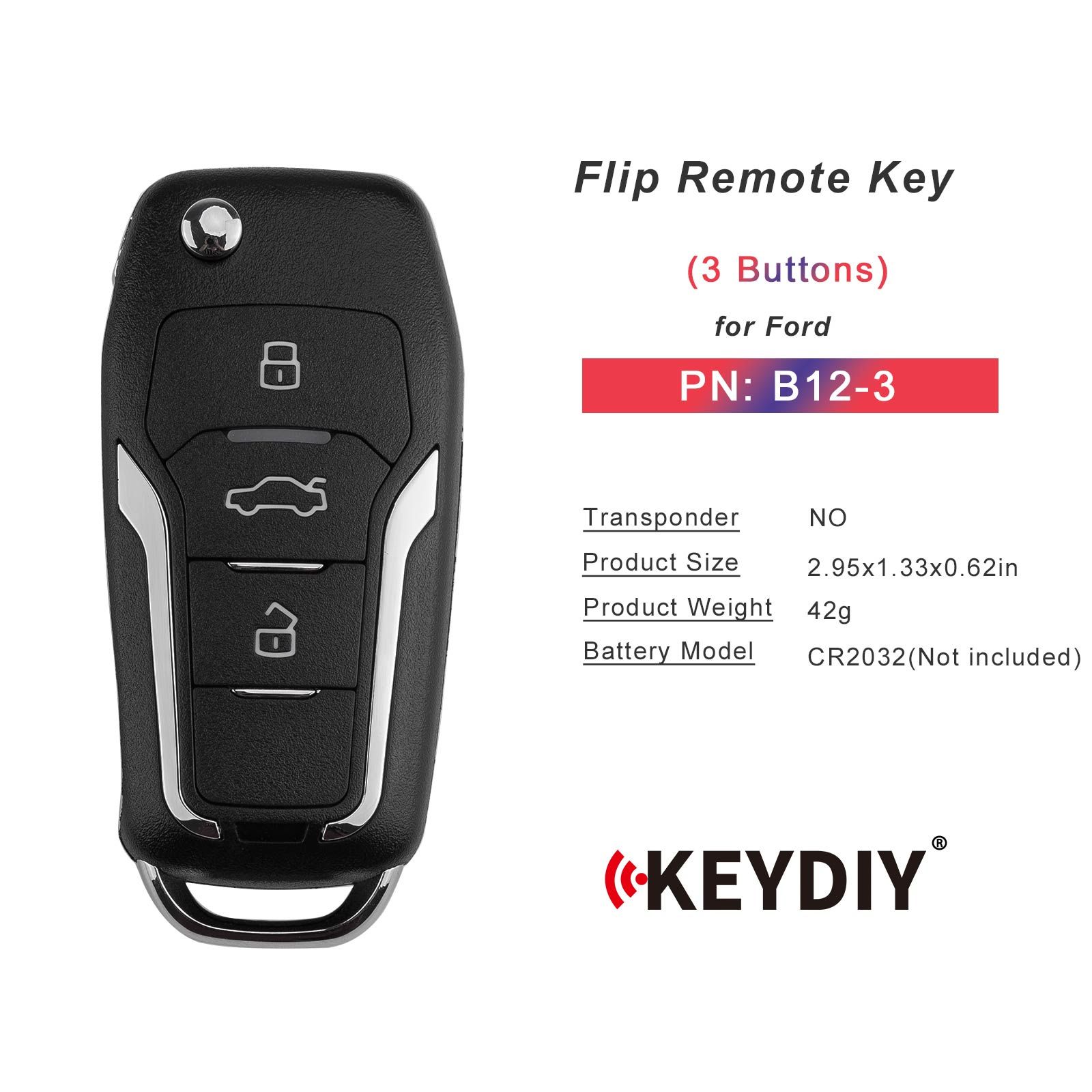 KEYDIY KD B12-3 KD Flip Key Remote 3 Buttons Ford Type 5pcs/lot