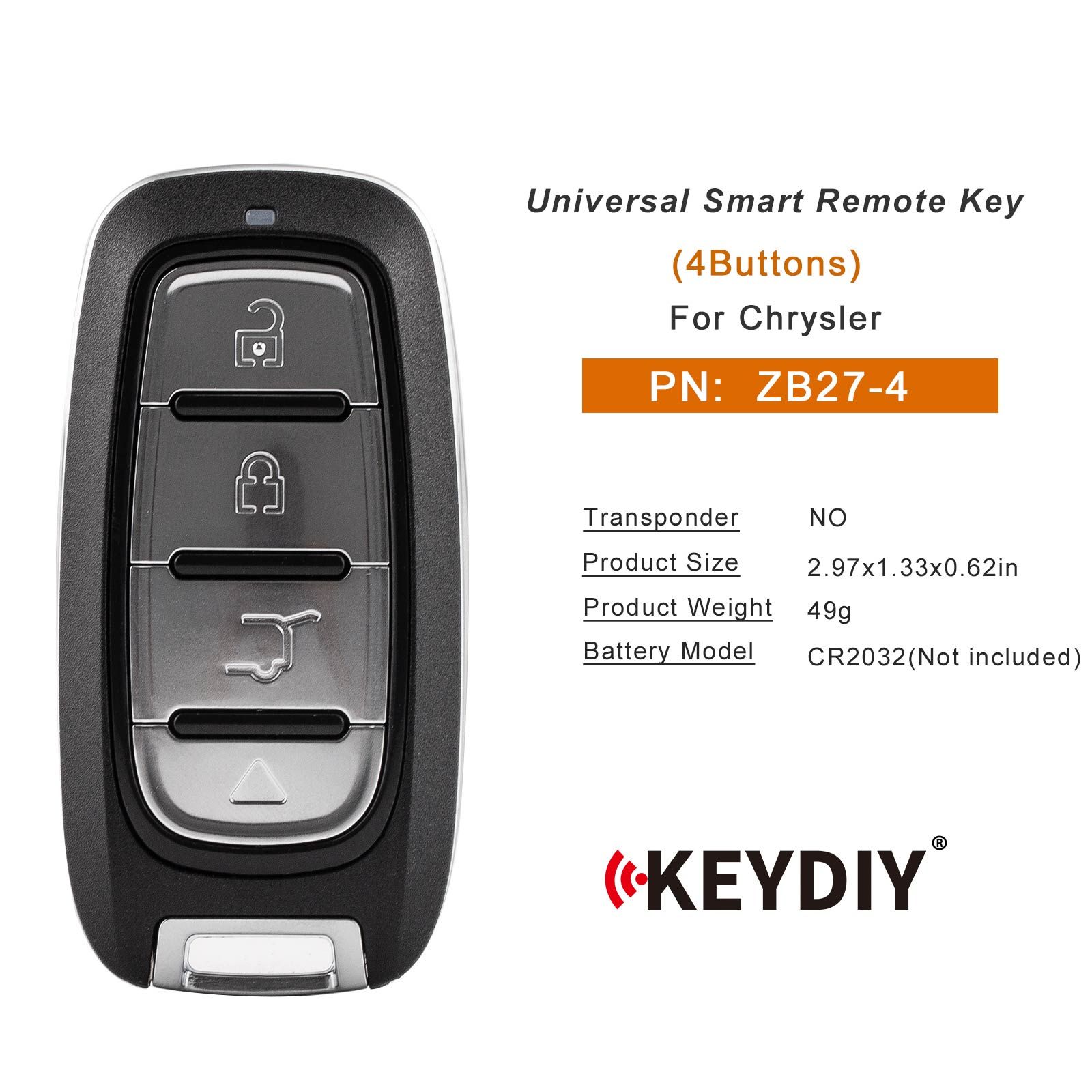 KEYDIY KD ZB27-4 Universal Smart Remote Key 4 Buttons for Chrysler Type 5pcs/lot