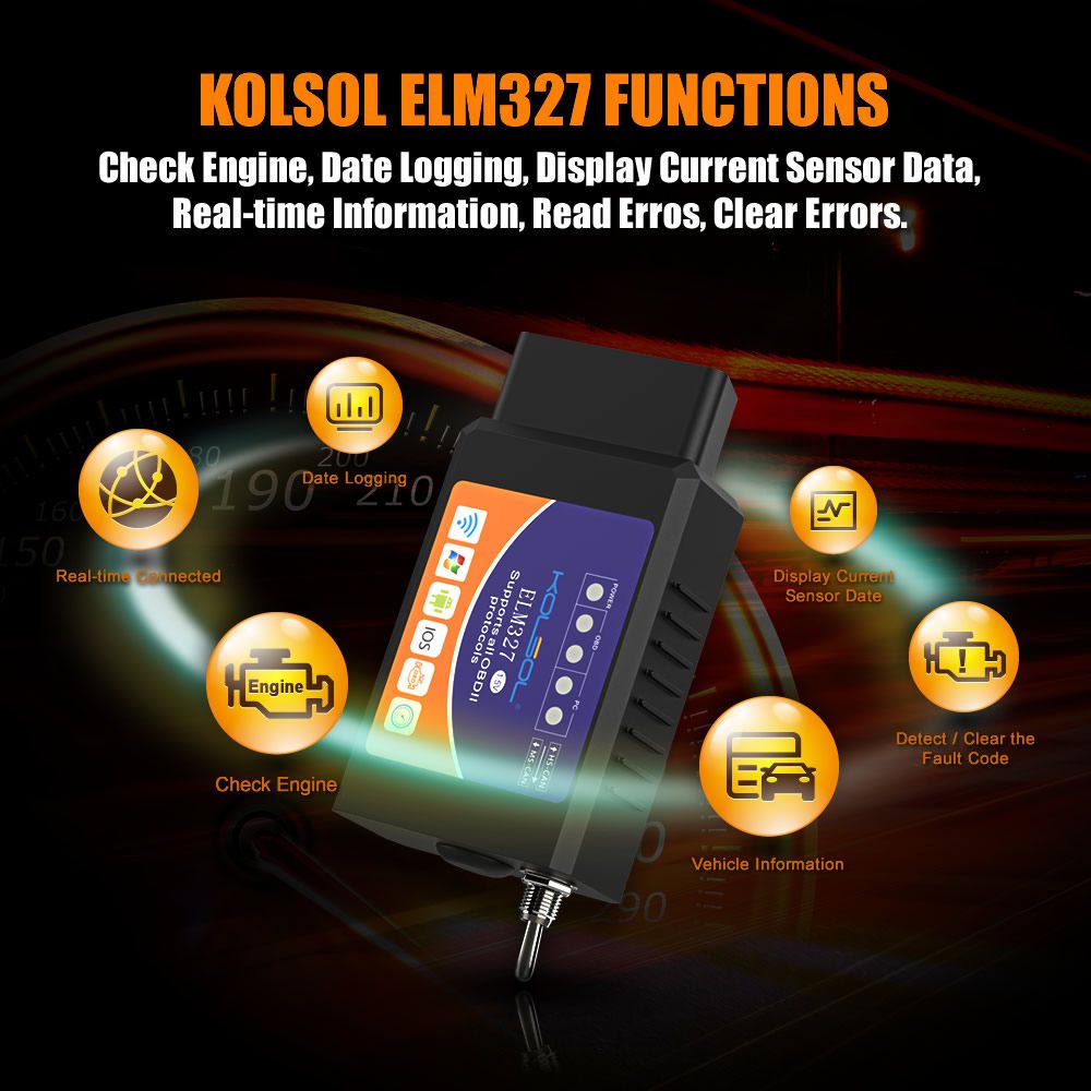 KOLSOL ELM327 WIFI OBD2 Scanner V1.5 ELM327 with Switch Car Scanner