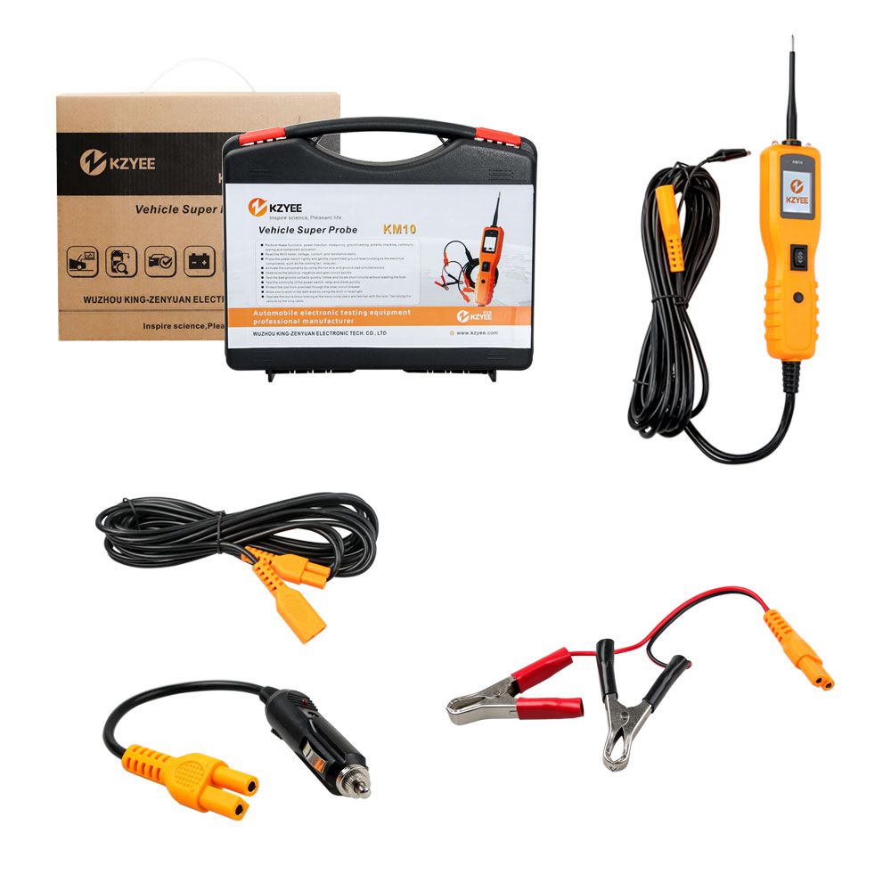 Kit de sonda de circuito de alimentación kzyee km10 con función de prueba del sistema eléctrico del automóvil medidor de prueba de circuito del automóvil