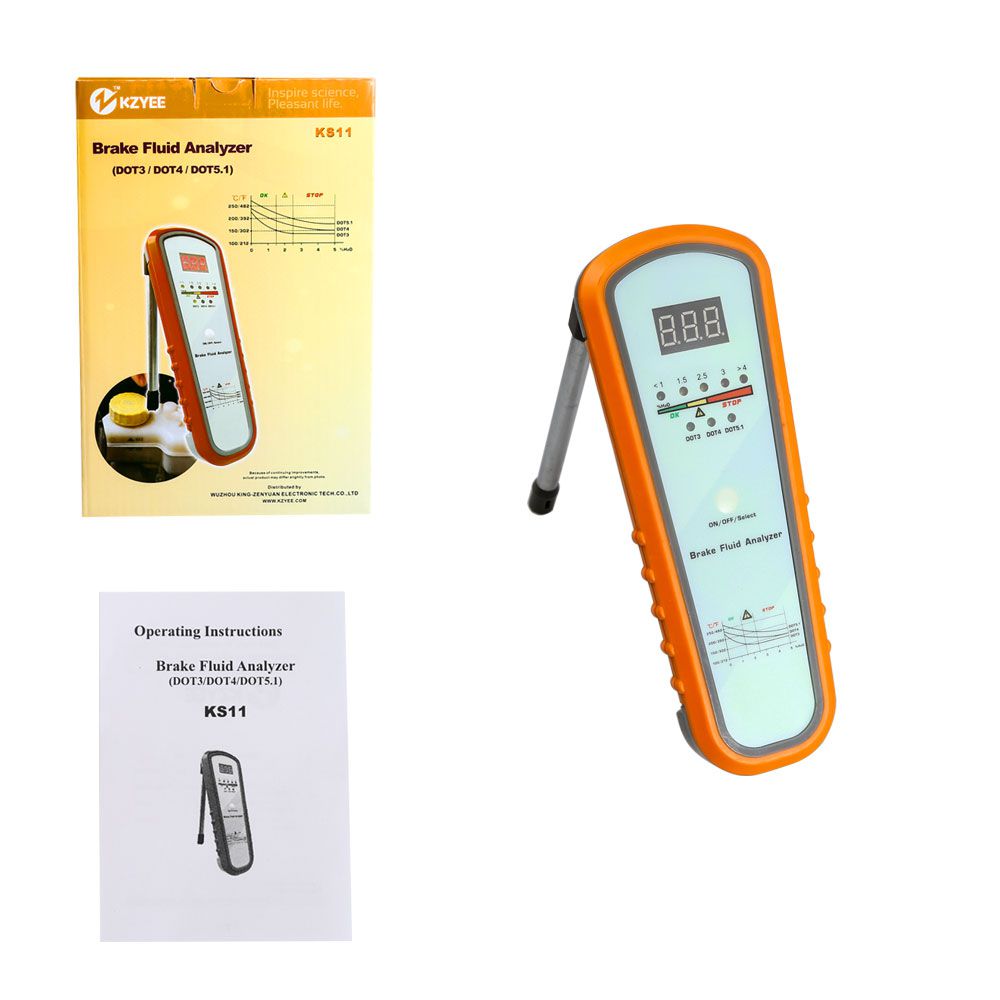 KZYEE KS11 제동액 분석기 전문 제동액 테스트기 트럭 진단을 위한 5개의 LED 표시등이 달린 디지털 제동액 분석기
