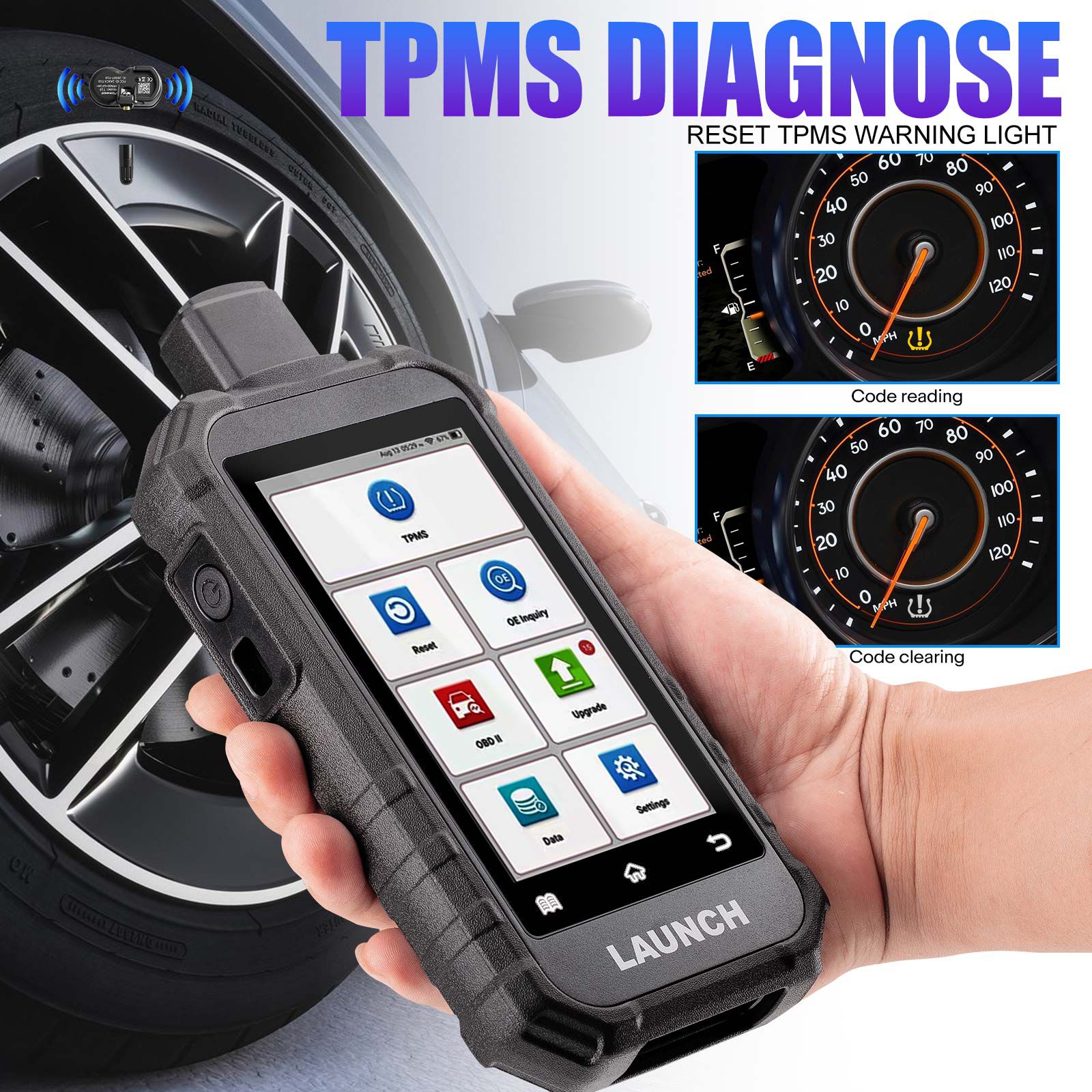 2025 LAUNCH Creader TPMS 5011 V2 TPMS Activation Diagnostic Tool WIFI Upgrade 12 Reset Functions Activate 315/433MHZ & 2.4Ghz Tire Pressure Sensors
