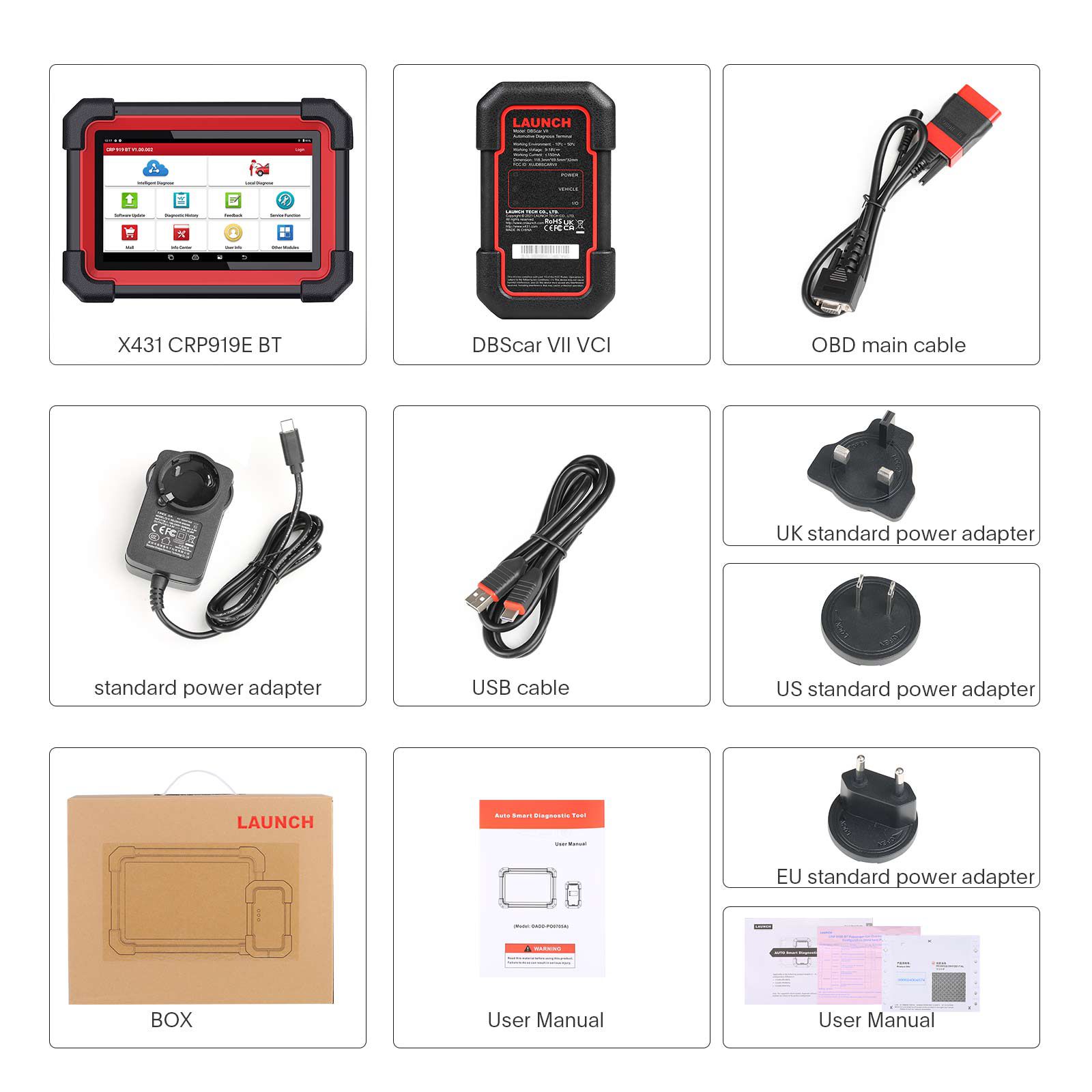 Launch CRP919E BT Diagnostic Scanner with Bluetooth Supports CAN FD DoIP and ECU Coding 31+ OE-Level Maintenance Functions