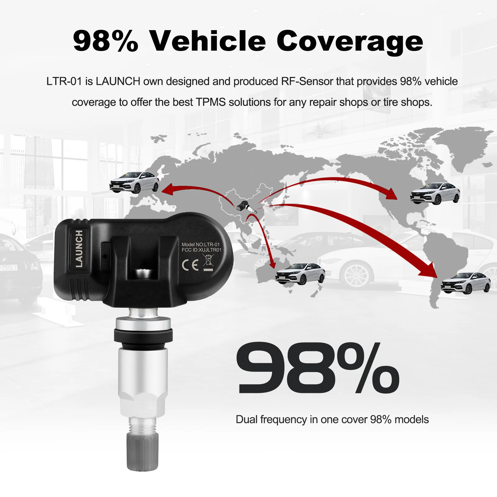 출시 LTR-01 RF 센서 315MHz & 433MHz TPMS 도구 금속 & 고무