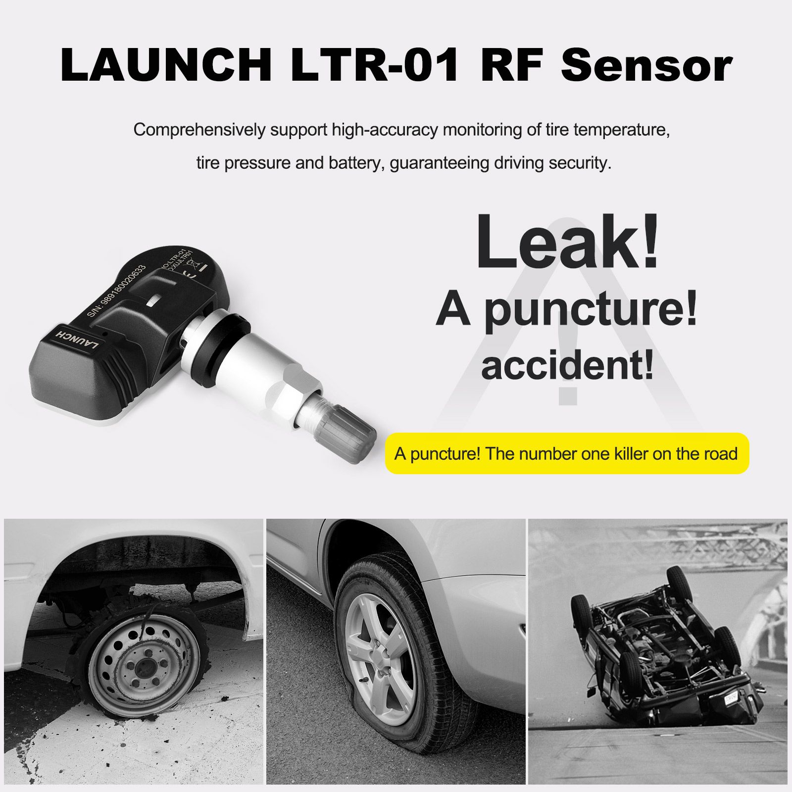 4pcs LAUNCH LTR-03 RF Sensor 315MHz & 433MHz TPMS Sensor Tool Metal & Rubber Free Shipping