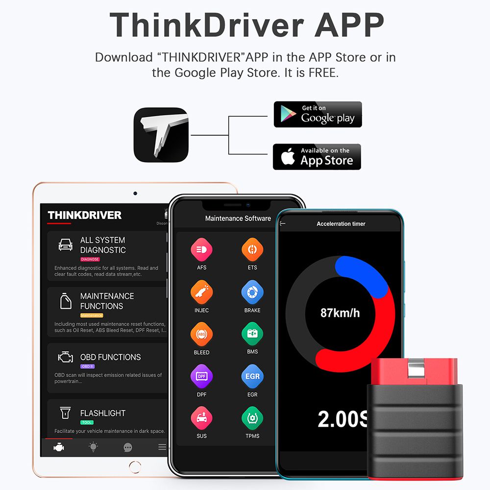 Thinkdriver Bluetooth obd2 scanner car OBD 2 Ios car Diagnostic Code Reader OBD Android scanner PK thinkdiag ap200