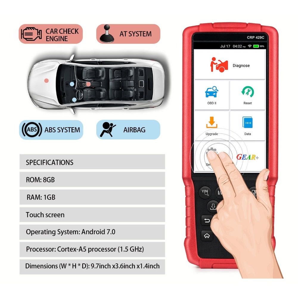 LAUNCH CRP129I-OBD2 Scanner ABS/SRS/Engine/Transmission Diagnoses with 15  Reset Throttle Matching/Oil/EPB/SAS/TPMS【Lifetime Free Update】Check Engine  Code Reader 