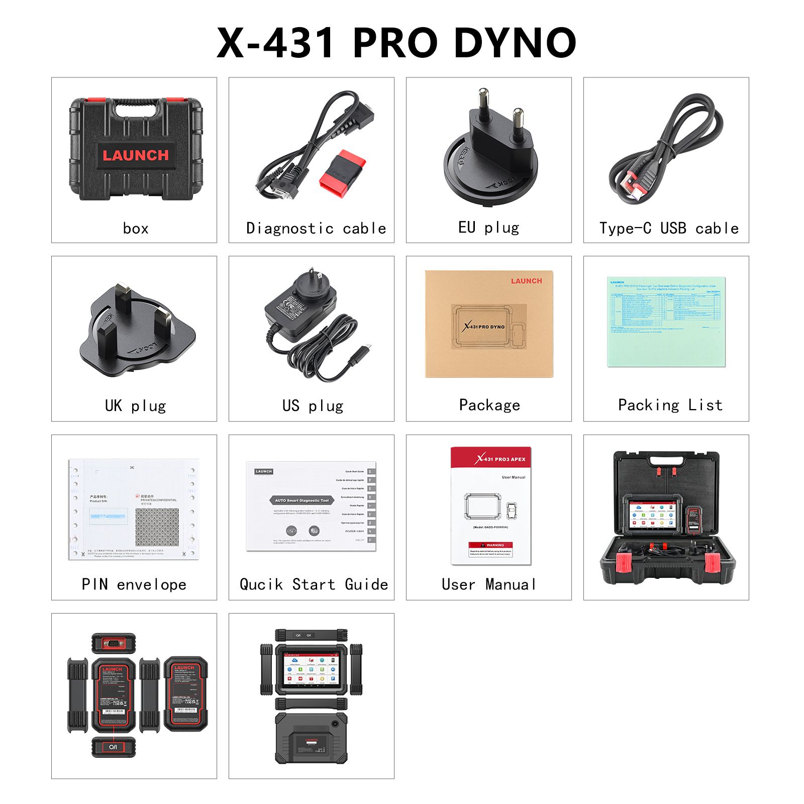 2024 Launch X431 PRO Dyno Bi-directional Diagnostic Scanner Support 37+Special Functions TPMS ADAS and CAN FD DoIP Global Version
