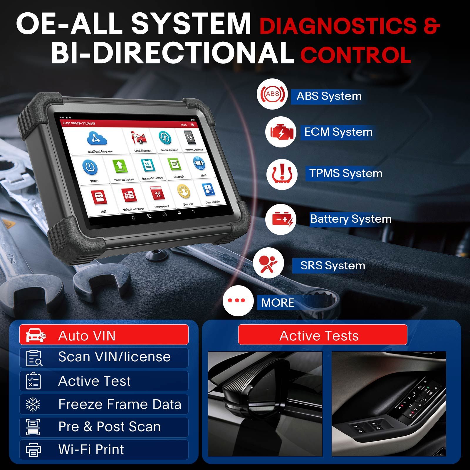2026 LAUNCH X431 PRO3S+ SmartLink HD for 12V&24V Diesel&Gasoline Support Bi-Directional Scan Tool, ECU Coding, Support CANFD &DOIP, J2534 Programming