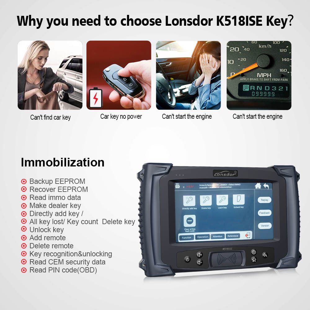 Lonsdor K518ISE Key Programmer Support VW 4th 5th IMMO& BMW FEM/EDC & Toyota H Chip Key Programming