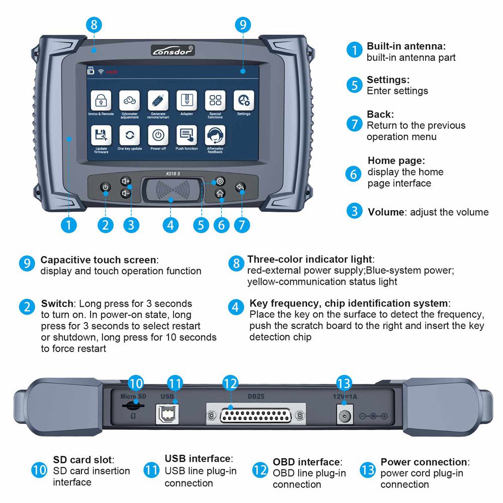 LONSDOR K518S Key Programmer 기본 버전 토큰 제한 없음 SKP1000 버전 전체 업데이트 지원